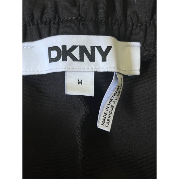 DKNY Y2LK Trrack Pants Womens Medium Black Logo Flare Hem City Athleisure - Picture 5 of 11